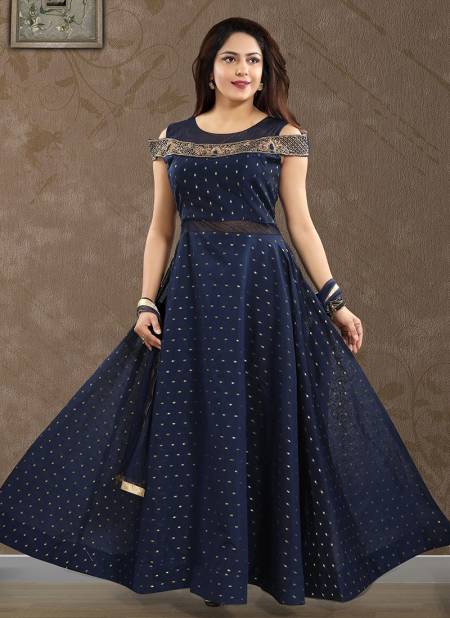Blue Colour Nityam Fashion Heavy Wedding Wear Embroidery Work Anarkali Salwar Suit Collection 603